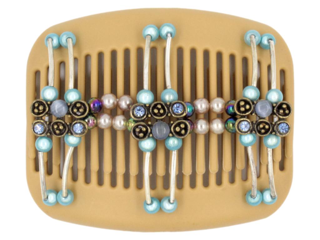 African Butterfly Hair Comb - Flowers Blonde 37