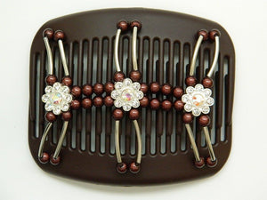 African Butterfly Hair Comb - Flowers Brown 25