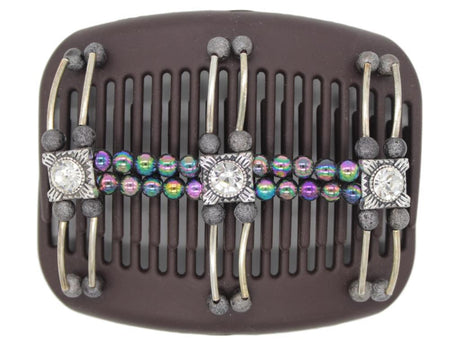 African Butterfly Hair Comb - Flowers Brown 39
