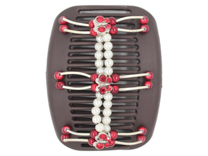 African Butterfly Hair Comb - Flowers Brown 45