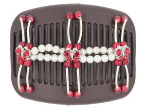African Butterfly Hair Comb - Flowers Brown 45