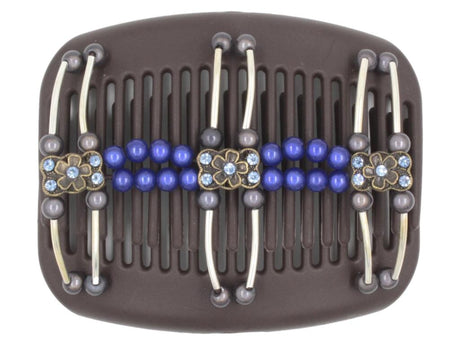 African Butterfly Hair Comb - Flowers Brown 58