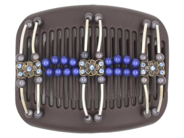 African Butterfly Hair Comb - Flowers Brown 58