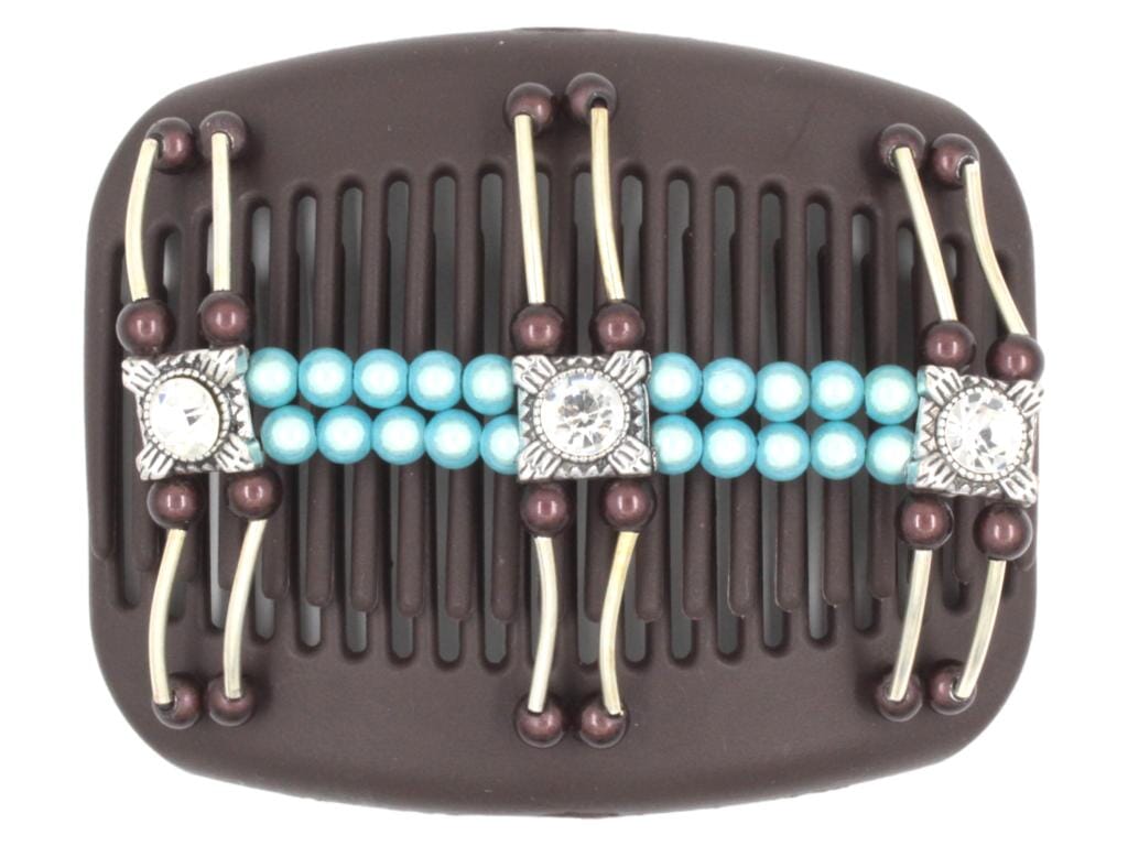 African Butterfly Hair Comb - Flowers Brown 60