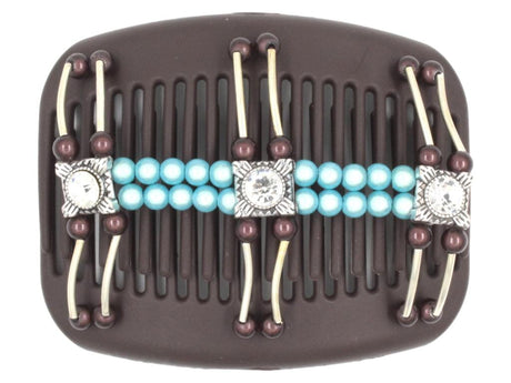 African Butterfly Hair Comb - Flowers Brown 60