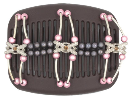African Butterfly Hair Comb - Flowers Brown 61