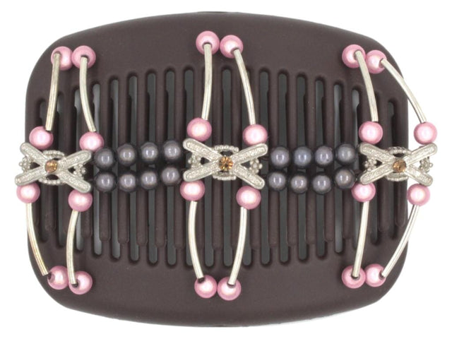 African Butterfly Hair Comb - Flowers Brown 61