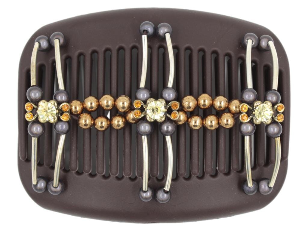 African Butterfly Hair Comb - Flowers Brown 64