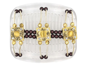 African Butterfly Hair Comb - Flowers Clear 34