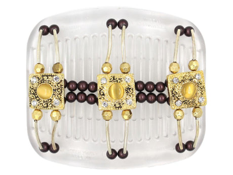 African Butterfly Hair Comb - Flowers Clear 34