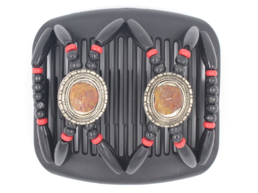 African Butterfly Hair Comb - Gemstone Black 27