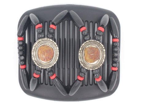 African Butterfly Hair Comb - Gemstone Black 27