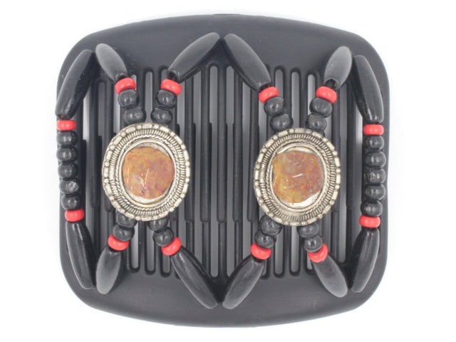 African Butterfly Hair Comb - Gemstone Black 27