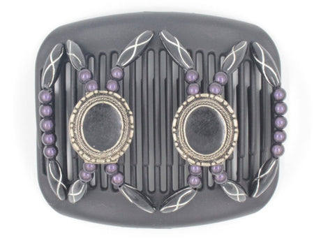 African Butterfly Hair Comb - Gemstone Black 28