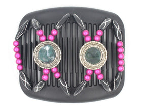 African Butterfly Hair Comb - Gemstone Black 29