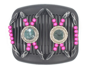 African Butterfly Hair Comb - Gemstone Black 29