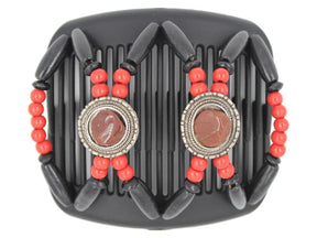 African Butterfly Hair Comb - Gemstone Black 31
