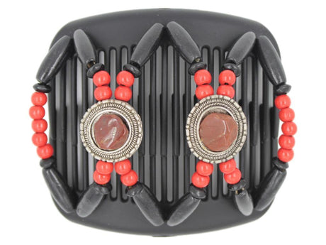 African Butterfly Hair Comb - Gemstone Black 31