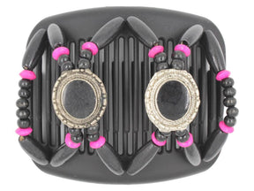 African Butterfly Hair Comb - Gemstone Black 38