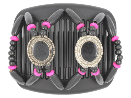 African Butterfly Hair Comb - Gemstone Black 38