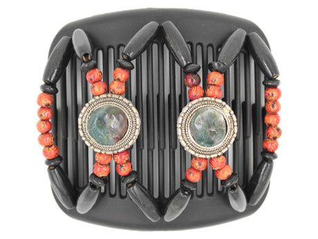 African Butterfly Hair Comb - Gemstone Black 42
