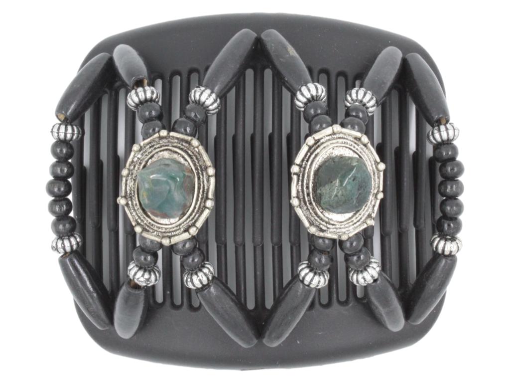 African Butterfly Hair Comb - Gemstone Black 55