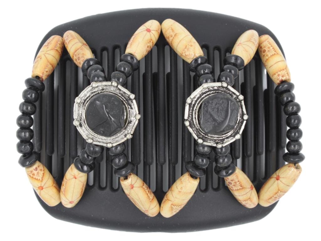 African Butterfly Hair Comb - Gemstone Black 61