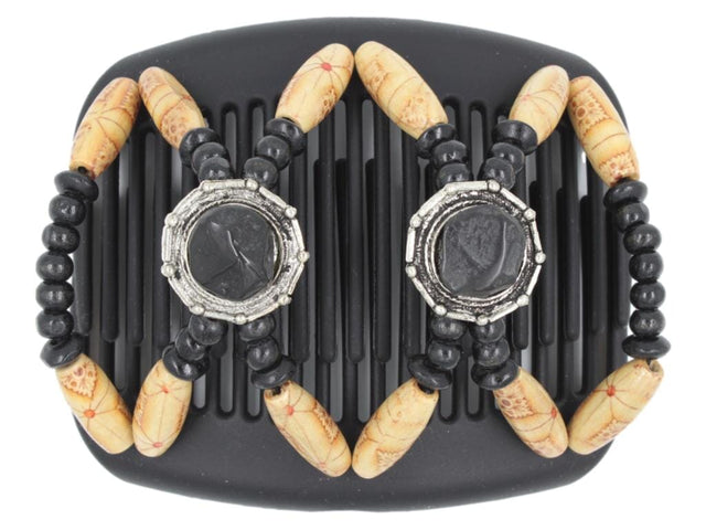 African Butterfly Hair Comb - Gemstone Black 61