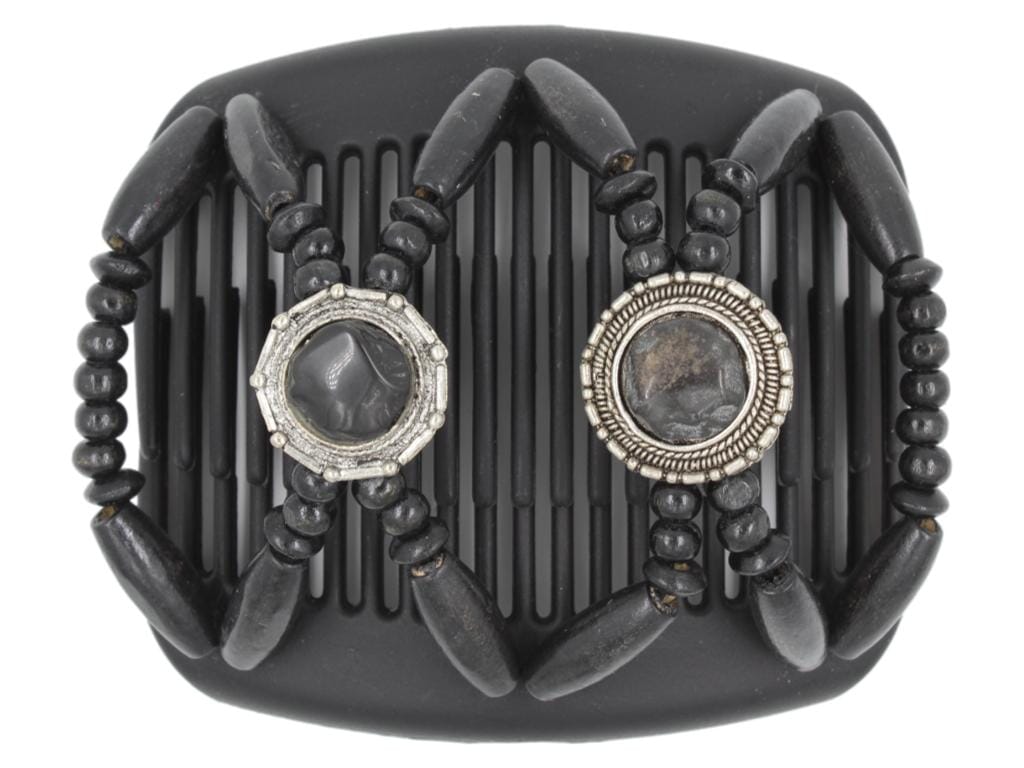 African Butterfly Hair Comb - Gemstone Black 62
