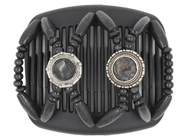African Butterfly Hair Comb - Gemstone Black 62