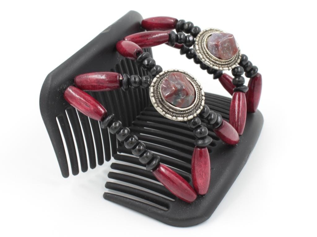 African Butterfly Hair Comb - Gemstone Black 63