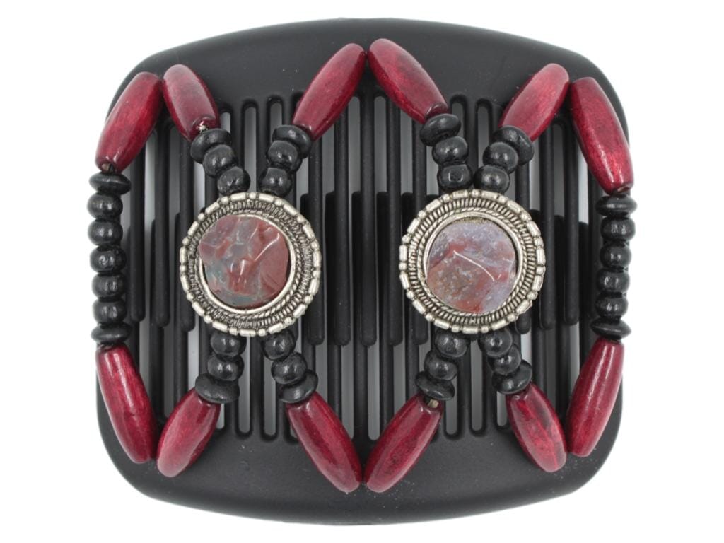 African Butterfly Hair Comb - Gemstone Black 63