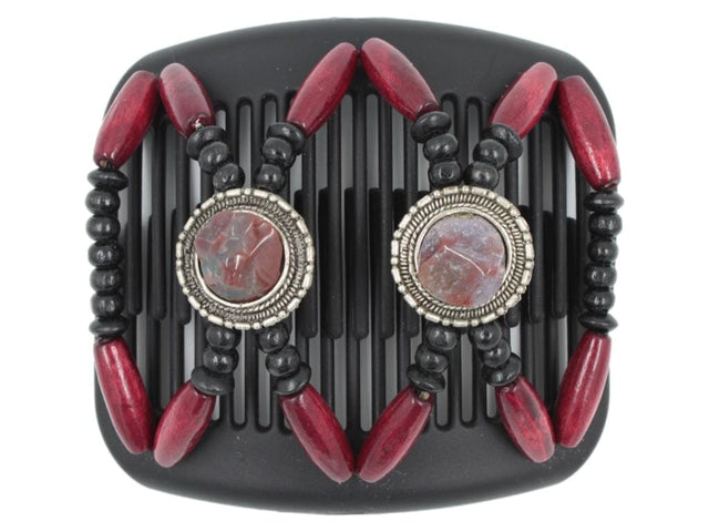 African Butterfly Hair Comb - Gemstone Black 63