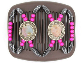 African Butterfly Hair Comb - Gemstone Brown 13