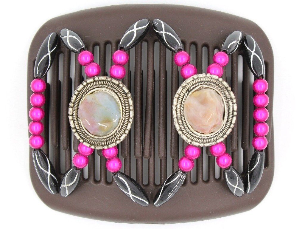 African Butterfly Hair Comb - Gemstone Brown 13