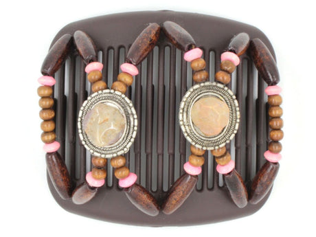 African Butterfly Hair Comb - Gemstone Brown 20