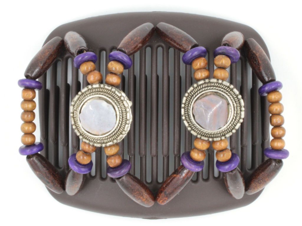 African Butterfly Hair Comb - Gemstone Brown 21