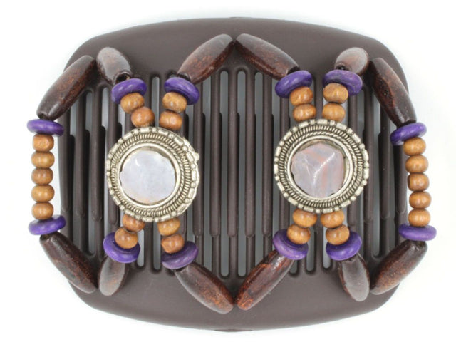 African Butterfly Hair Comb - Gemstone Brown 21