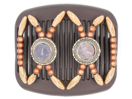 African Butterfly Hair Comb - Gemstone Brown 22