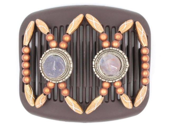 African Butterfly Hair Comb - Gemstone Brown 22