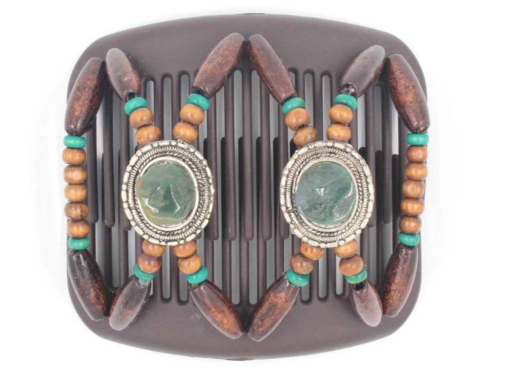 African Butterfly Hair Comb - Gemstone Brown 26