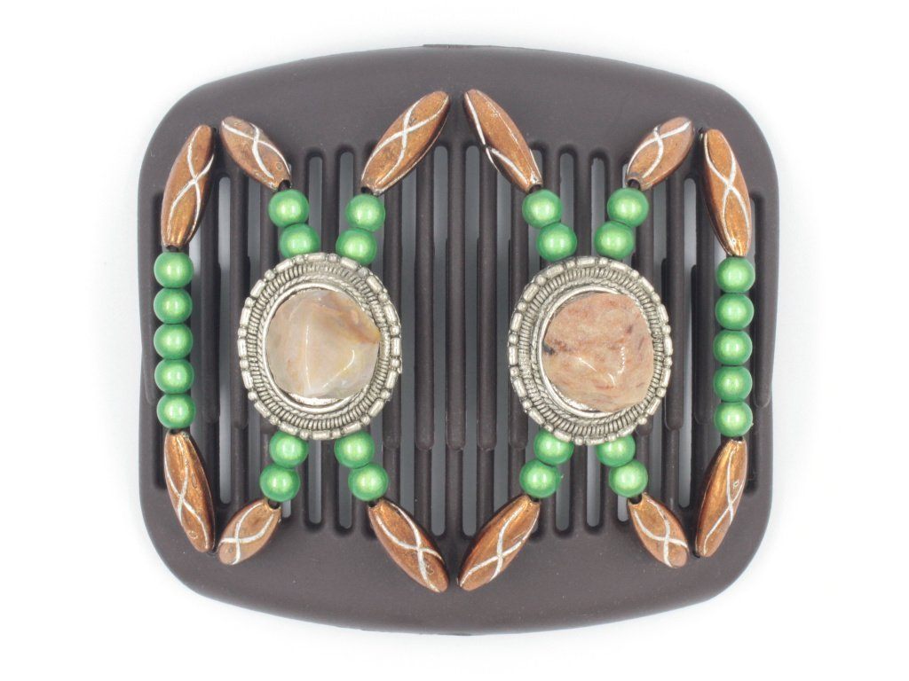 African Butterfly Hair Comb - Gemstone Brown 27