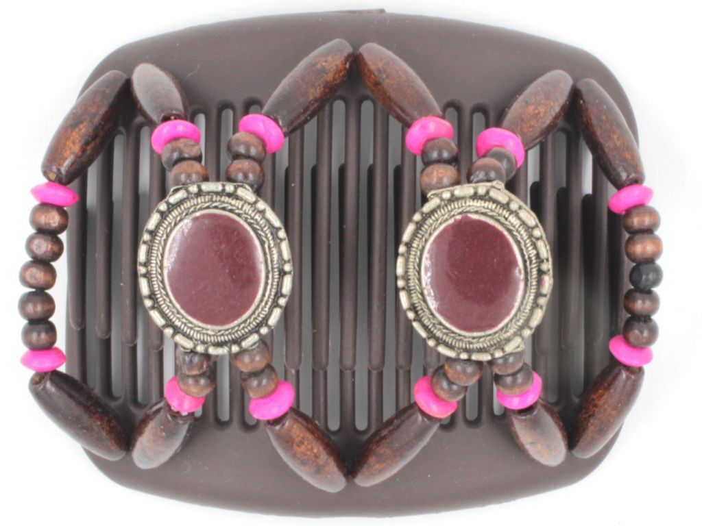 African Butterfly Hair Comb - Gemstone Brown 31