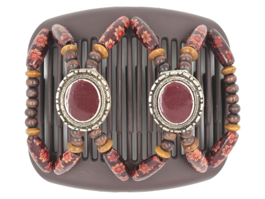 African Butterfly Hair Comb - Gemstone Brown 36