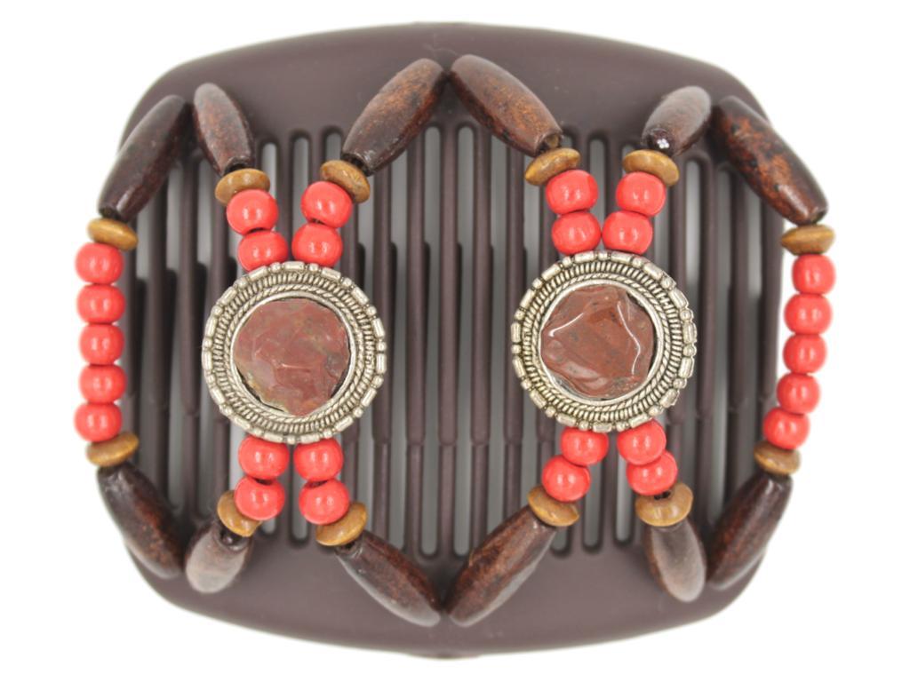 African Butterfly Hair Comb - Gemstone Brown 46