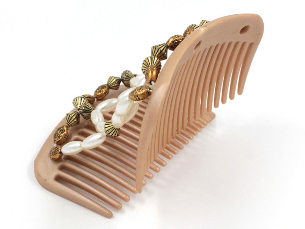African Butterfly Hair Comb - Ndalena Brown Pearl 02