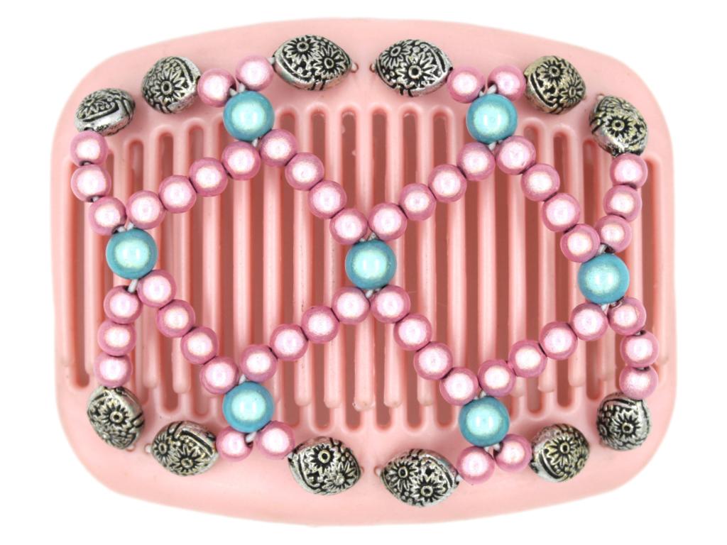 African Butterfly Hair Comb - Ndalena Pink Pearl 03
