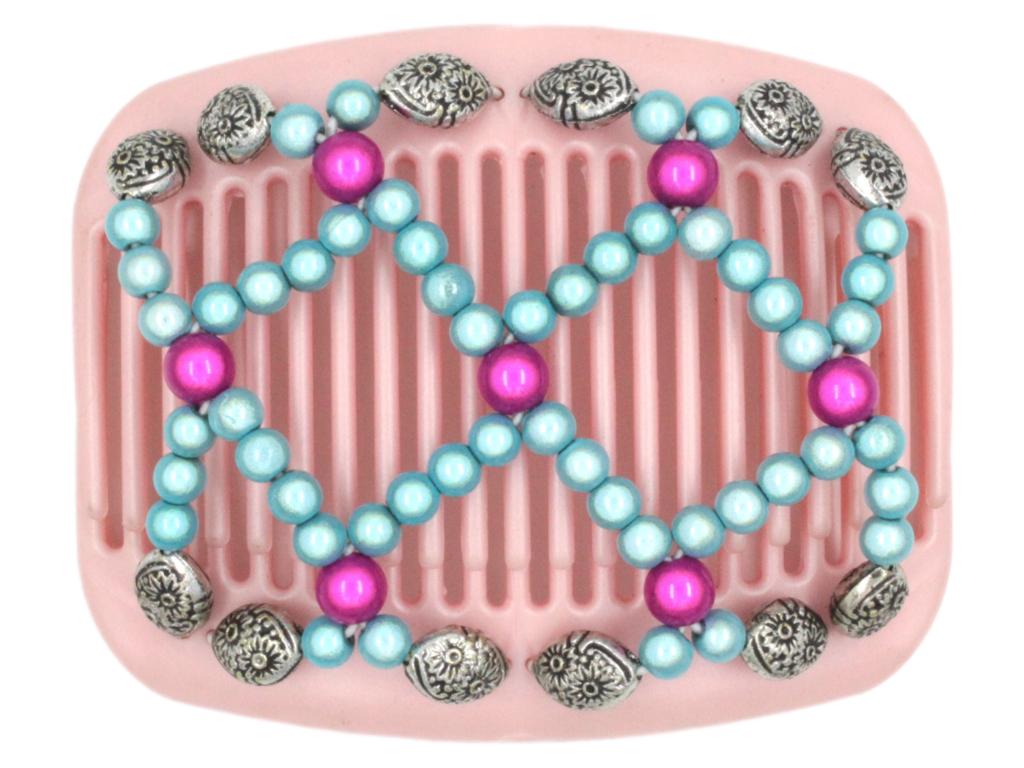 African Butterfly Hair Comb - Ndalena Pink Pearl 06