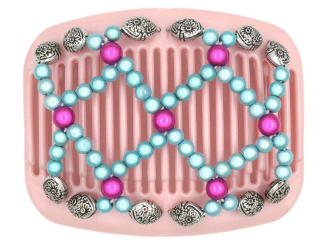 African Butterfly Hair Comb - Ndalena Pink Pearl 06