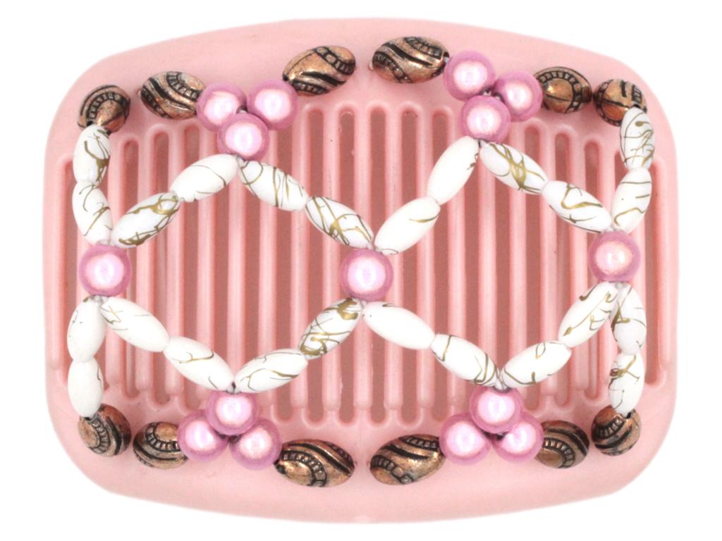 African Butterfly Hair Comb - Ndalena Pink Pearl 07